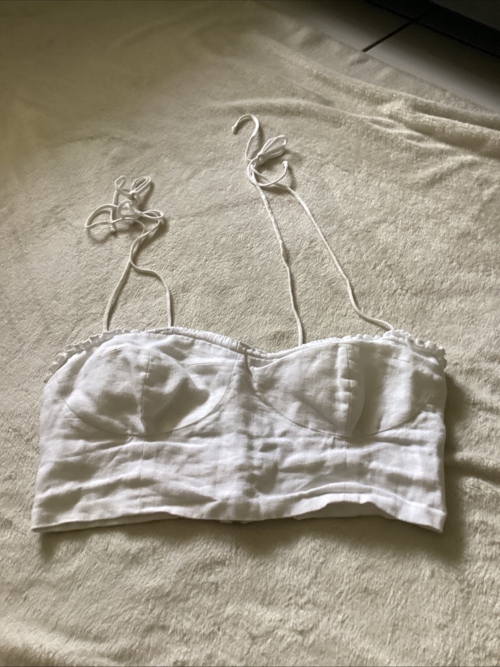 Reformation white linen top with subtle texture